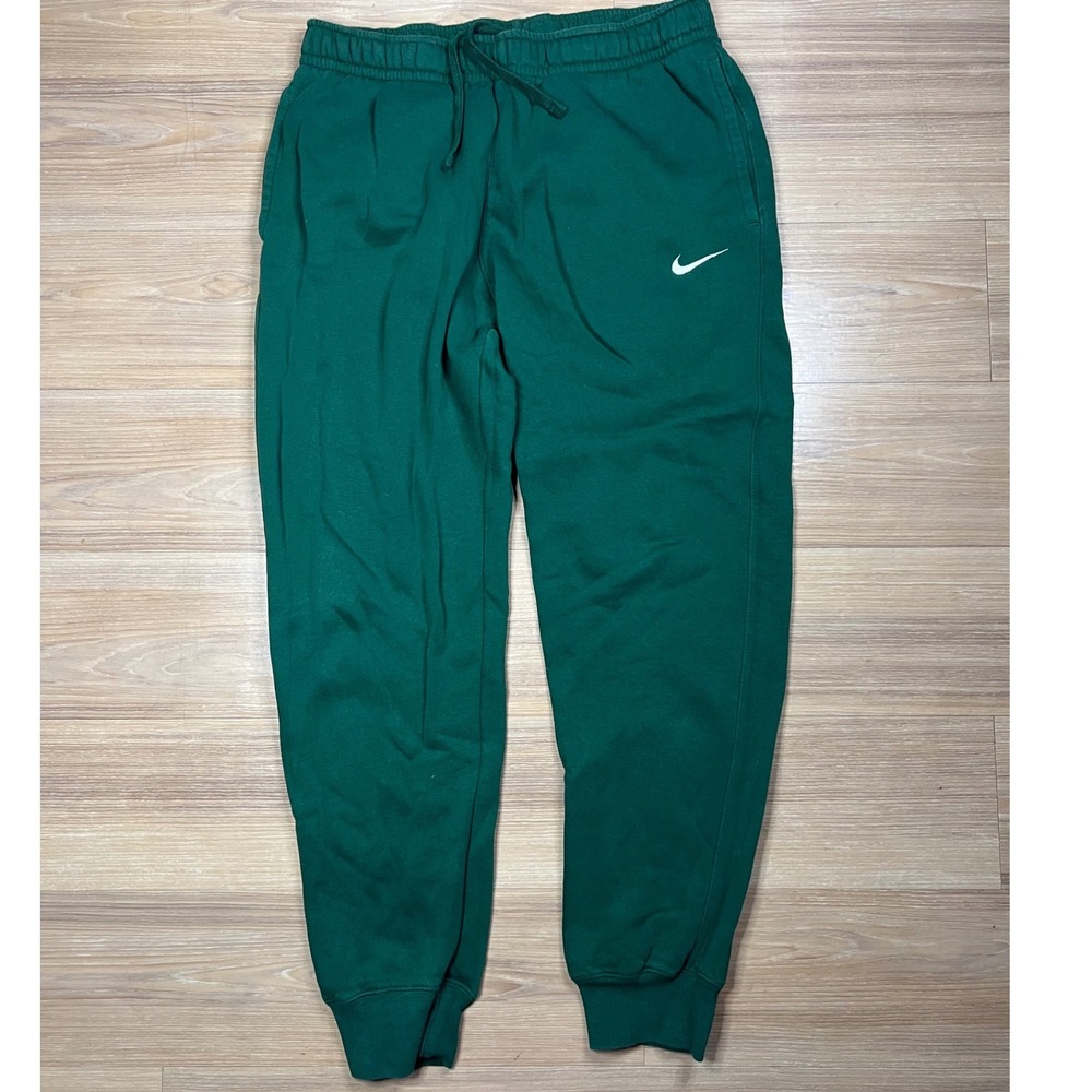 Nike Mens Joggers Fleece Embroidered Swoosh Logo Green Large